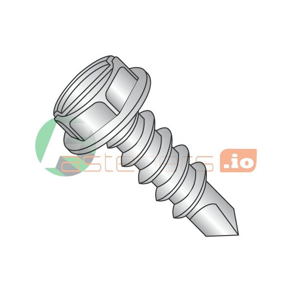 Newport Fasteners Self-Drilling Screw, #8 x 3/4 in, Plain 410 Stainless Steel Flange Hex Head External Hex Drive 878241 - main
